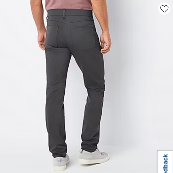 Nwt Stylus 5 Pocket Mens Slim Fit Flat Front Pants in charcoal smoke - Picture 2 of 4